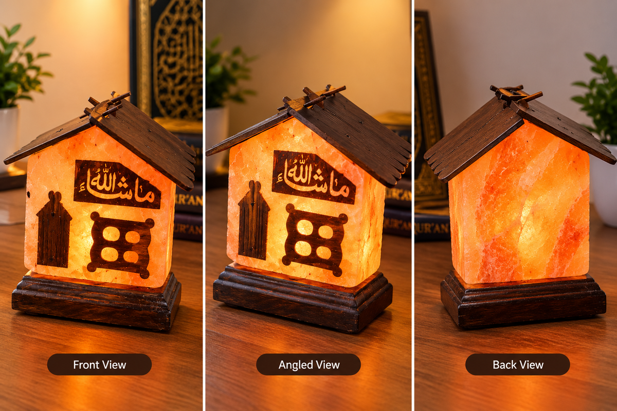 Original Khewra Pink Salt Lamp π β¨ | Handcrafted Wooden Decor with Warm Glow