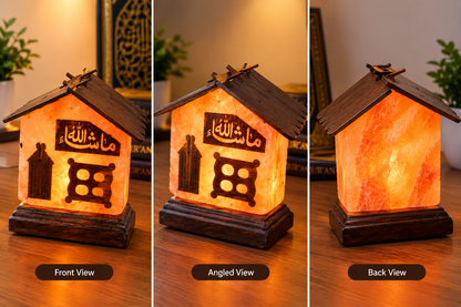 Original Khewra Pink Salt Lamp 🏠✨ | Handcrafted Wooden Decor with Warm Glow