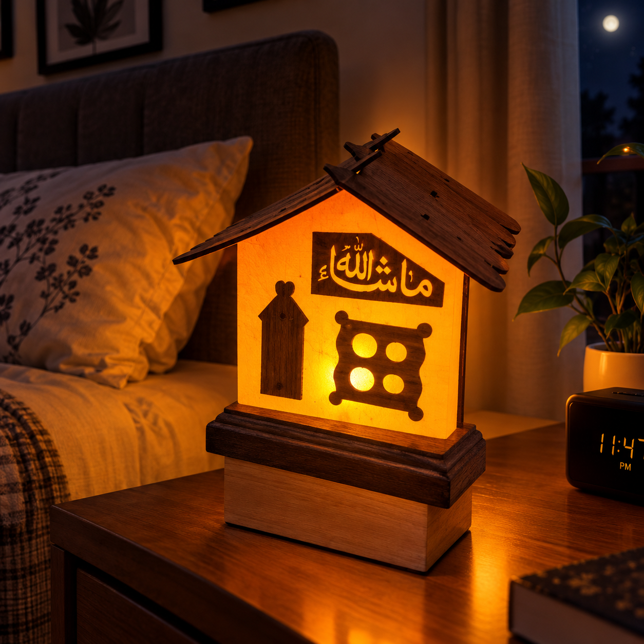 Original Khewra Pink Salt Lamp 🏠✨ | Handcrafted Wooden Decor with Warm Glow