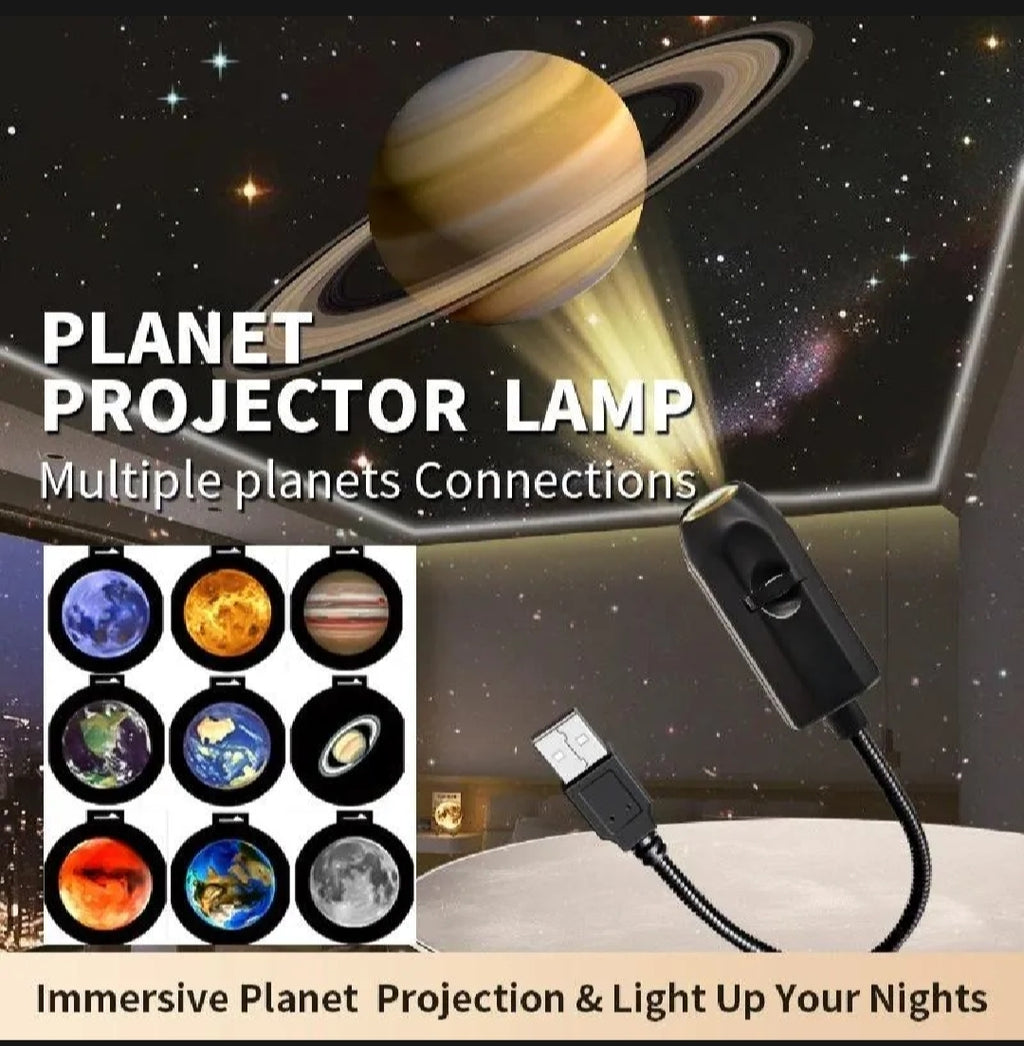 360° Rotating Planet Projector Lamp – USB Galaxy & Moon Night Light