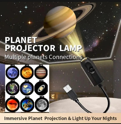 360° Rotating Planet Projector Lamp – USB Galaxy & Moon Night Light