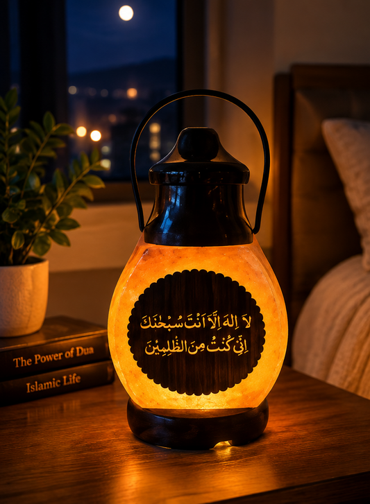 Original Khewra Pink Salt Lamp – Islamic Calligraphy | Warm Glow Home Decor