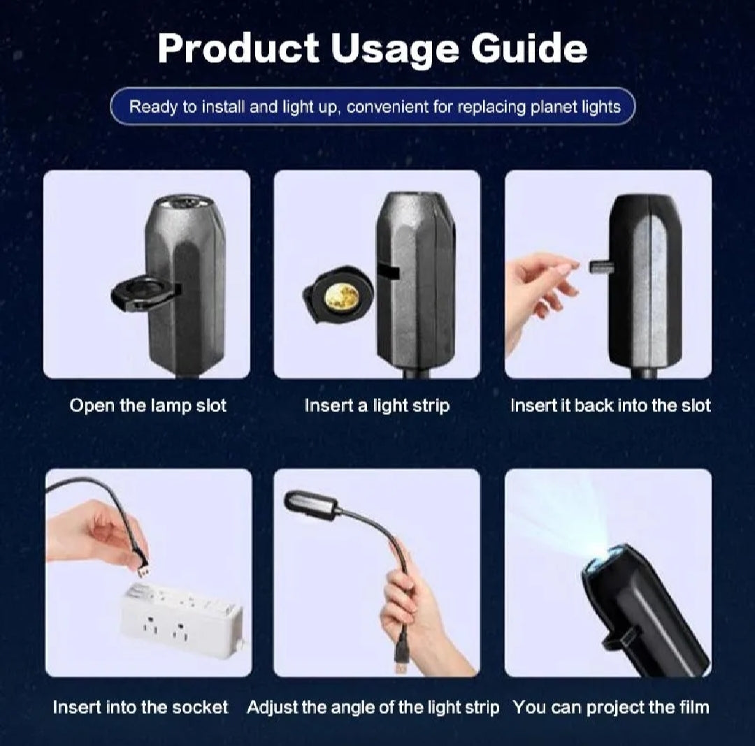 360° Rotating Planet Projector Lamp – USB Galaxy & Moon Night Light